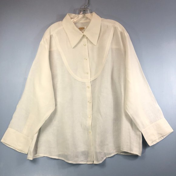 Talbots Tops - Talbots White Linen Button Up Blouse